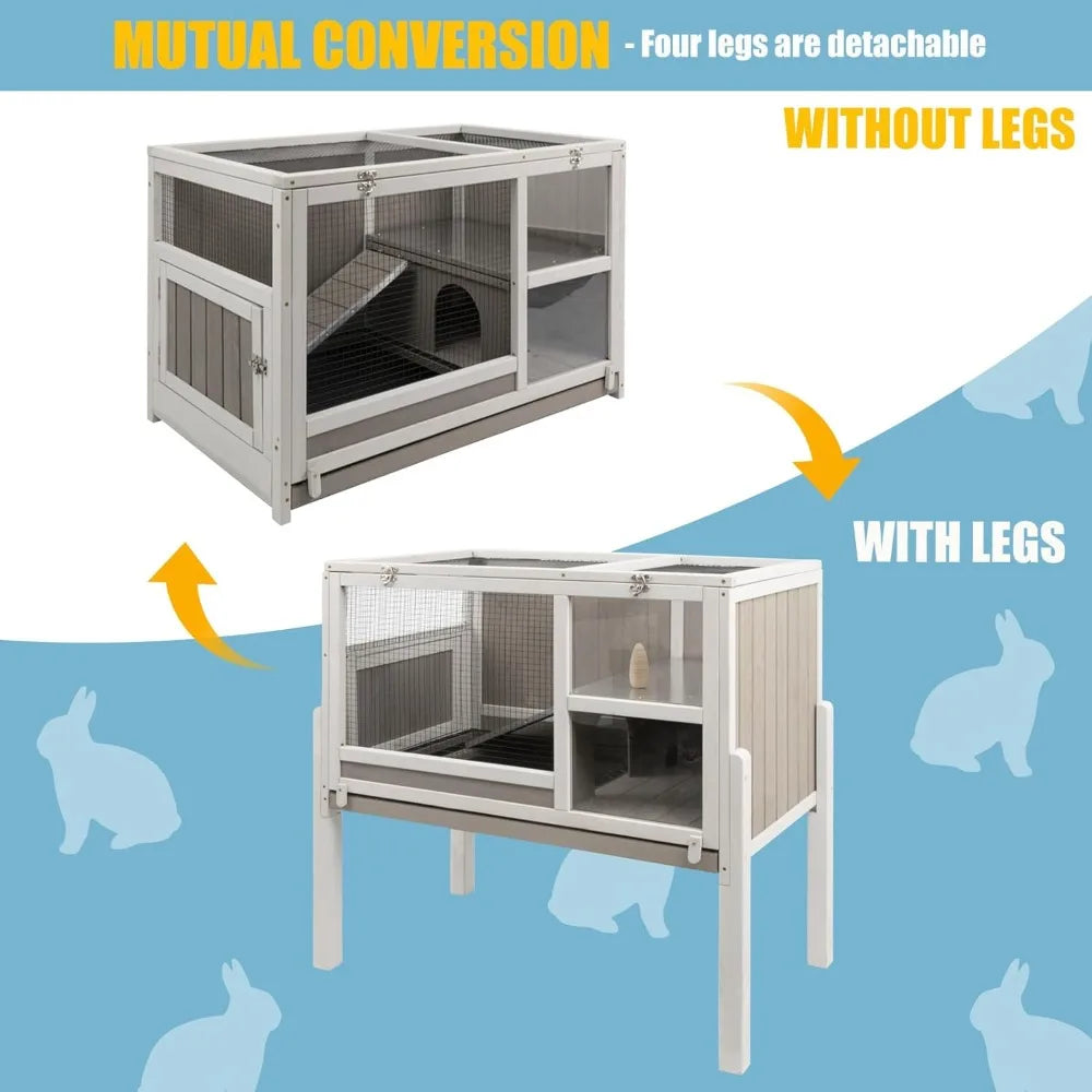2-Story with Stand, Leak-Proof Tray, Ramp & Hideout for Small Pets