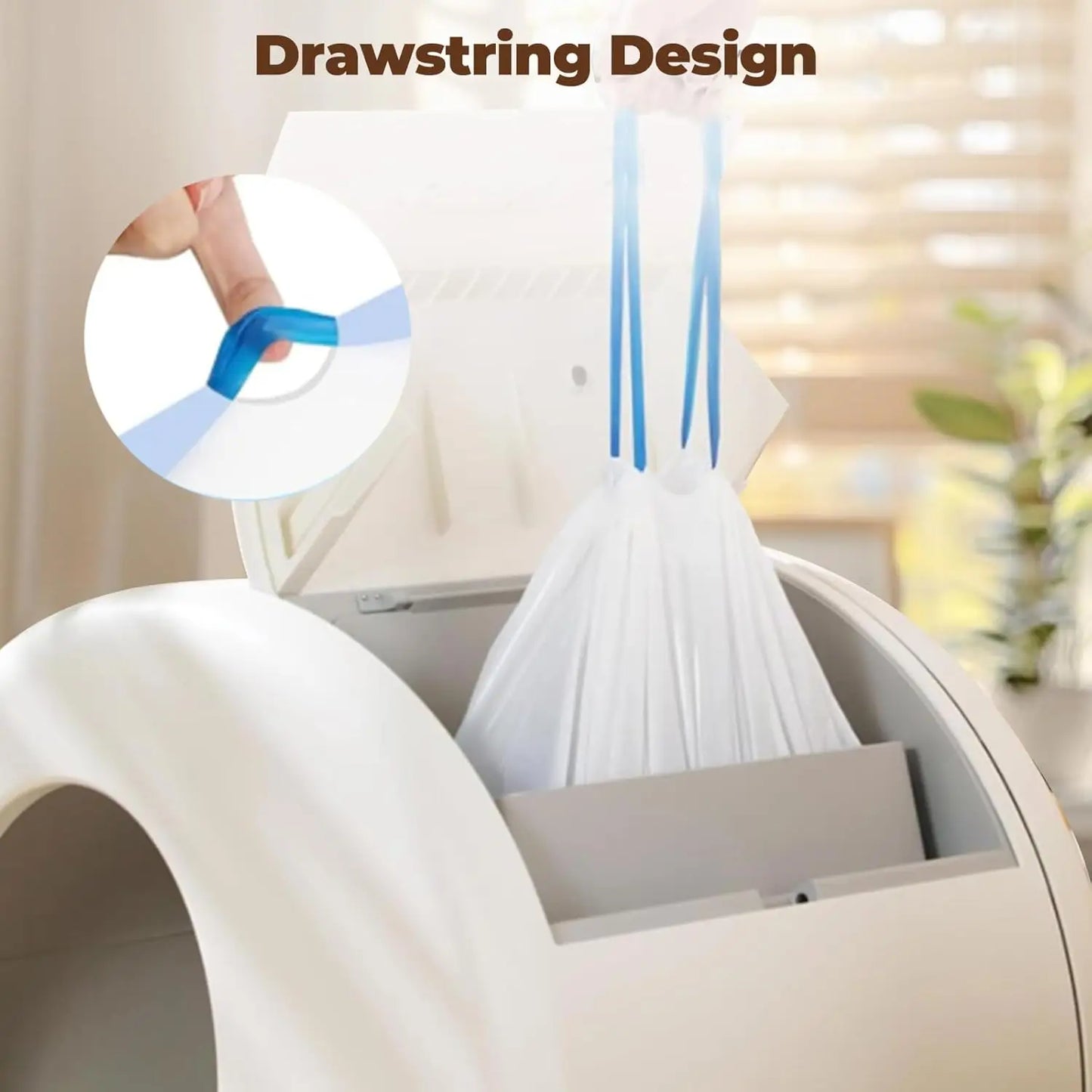 60 Pack Durable Drawstring Litter Box Liners