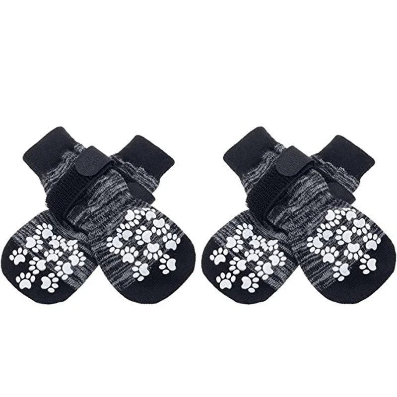 4Pcs/set Anti Slip Dog Socks with Straps