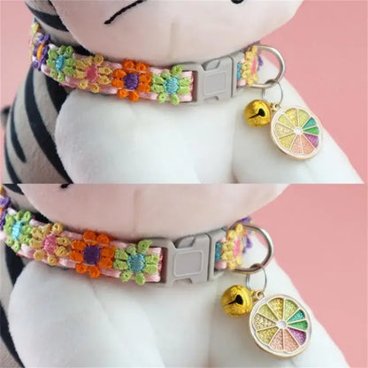 Fashion Rainbow Flower Collar With Bell