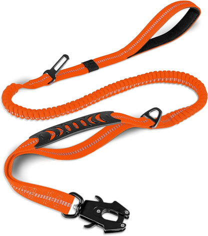 Reflective Shock Absorbing Pet Leash with Car Seatbelt