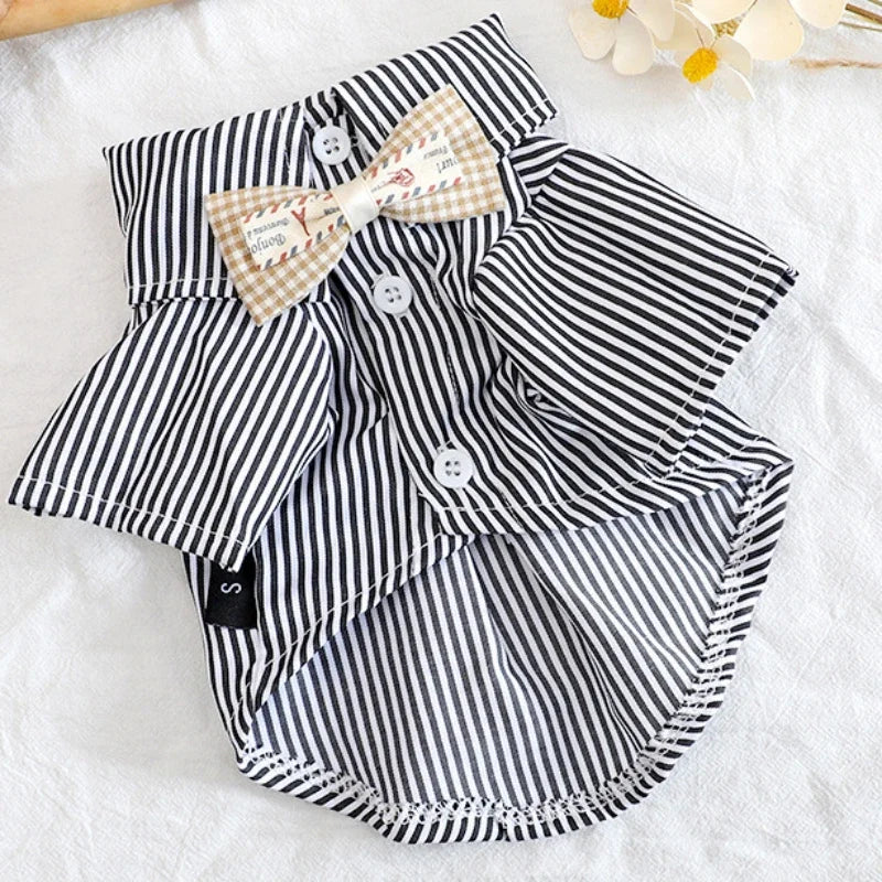 Pet Clothes Bowknot Striped Shirts