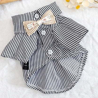 Pet Clothes Bowknot Striped Shirts
