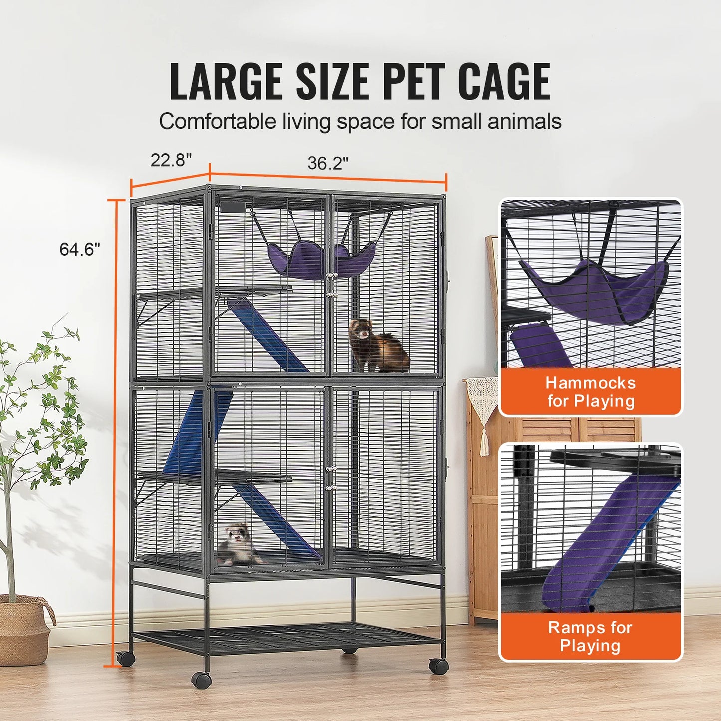 64.6" 4-Tier Small Animal Cage