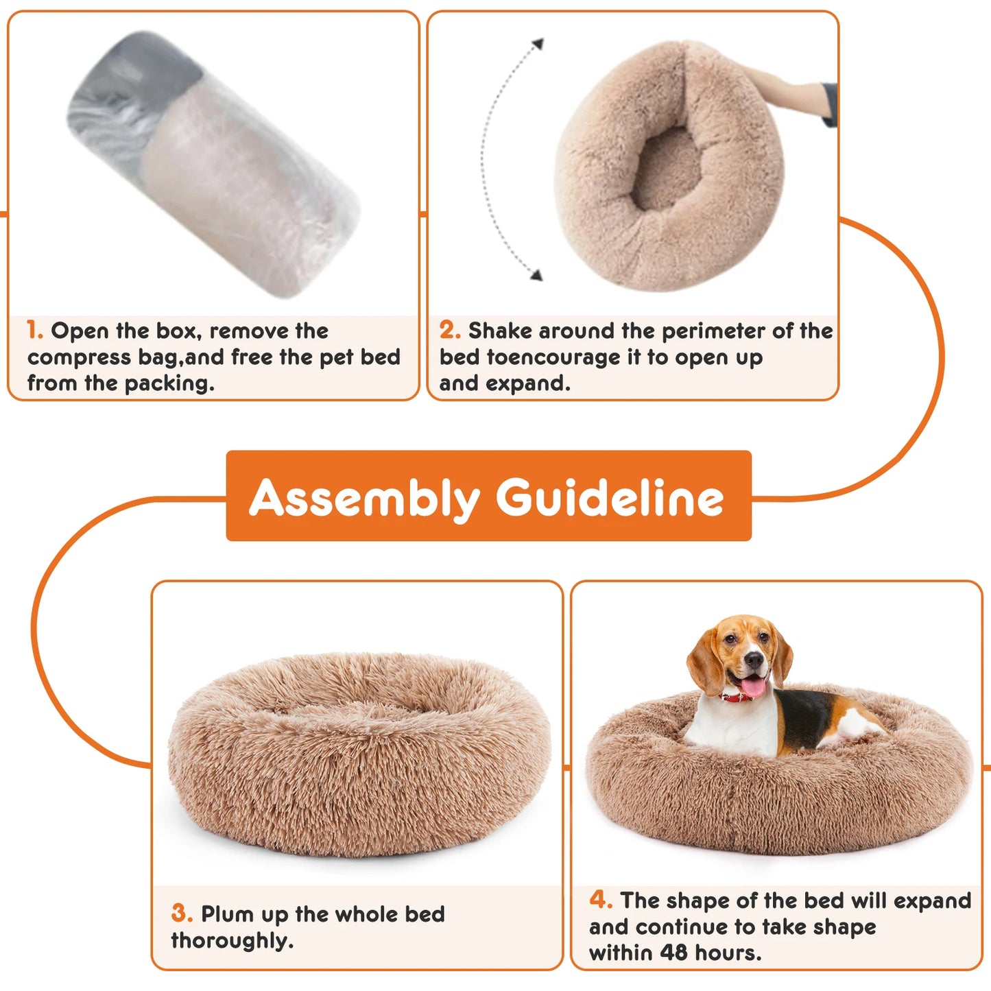 Anti-Slip Round Fluffy Plush Faux Fur Pet Bed