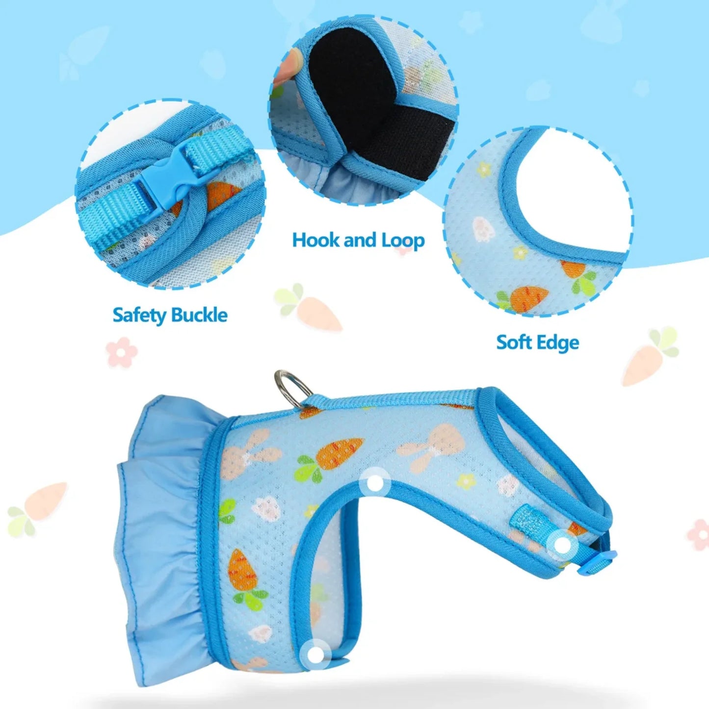 Rabbit Harness with Leash Cute Adjustable Buckle