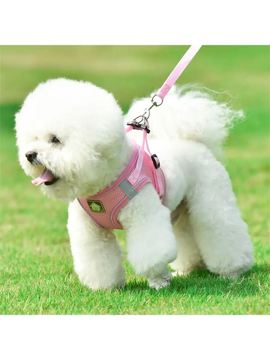 1 Set Comfortable Mesh Breathable Adjustable Reflective Dog Vest Chest Back Strap