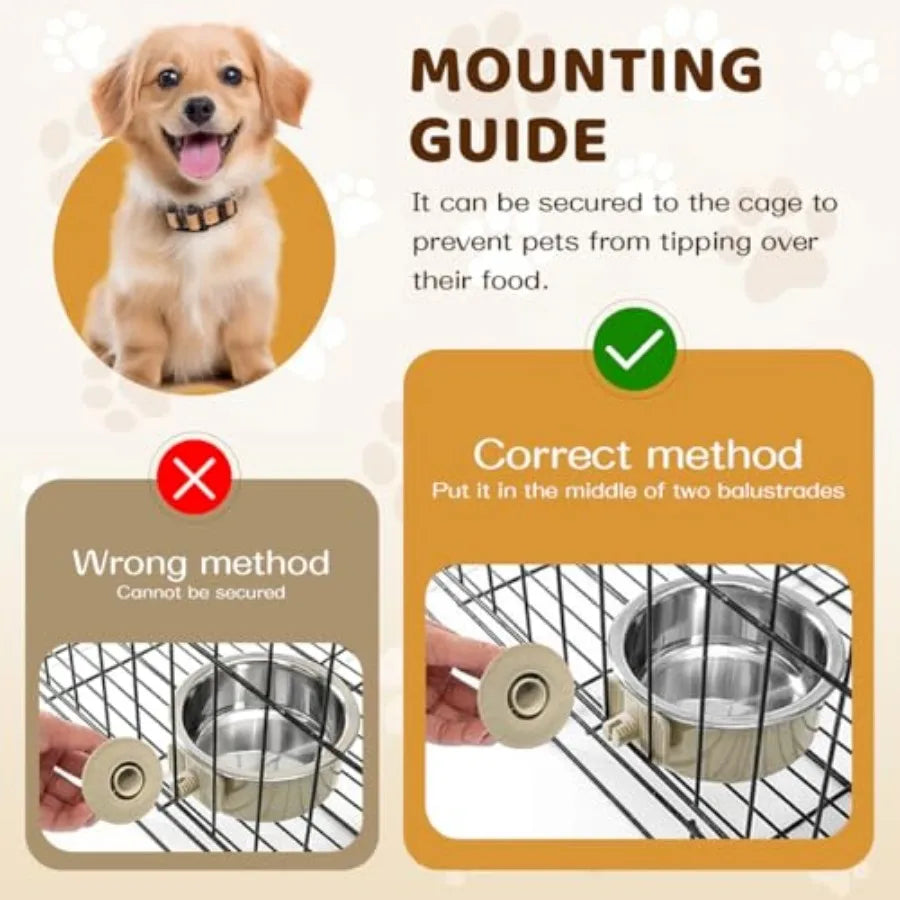 2Pcs Pets Lightweight Stainless Steel Bowl