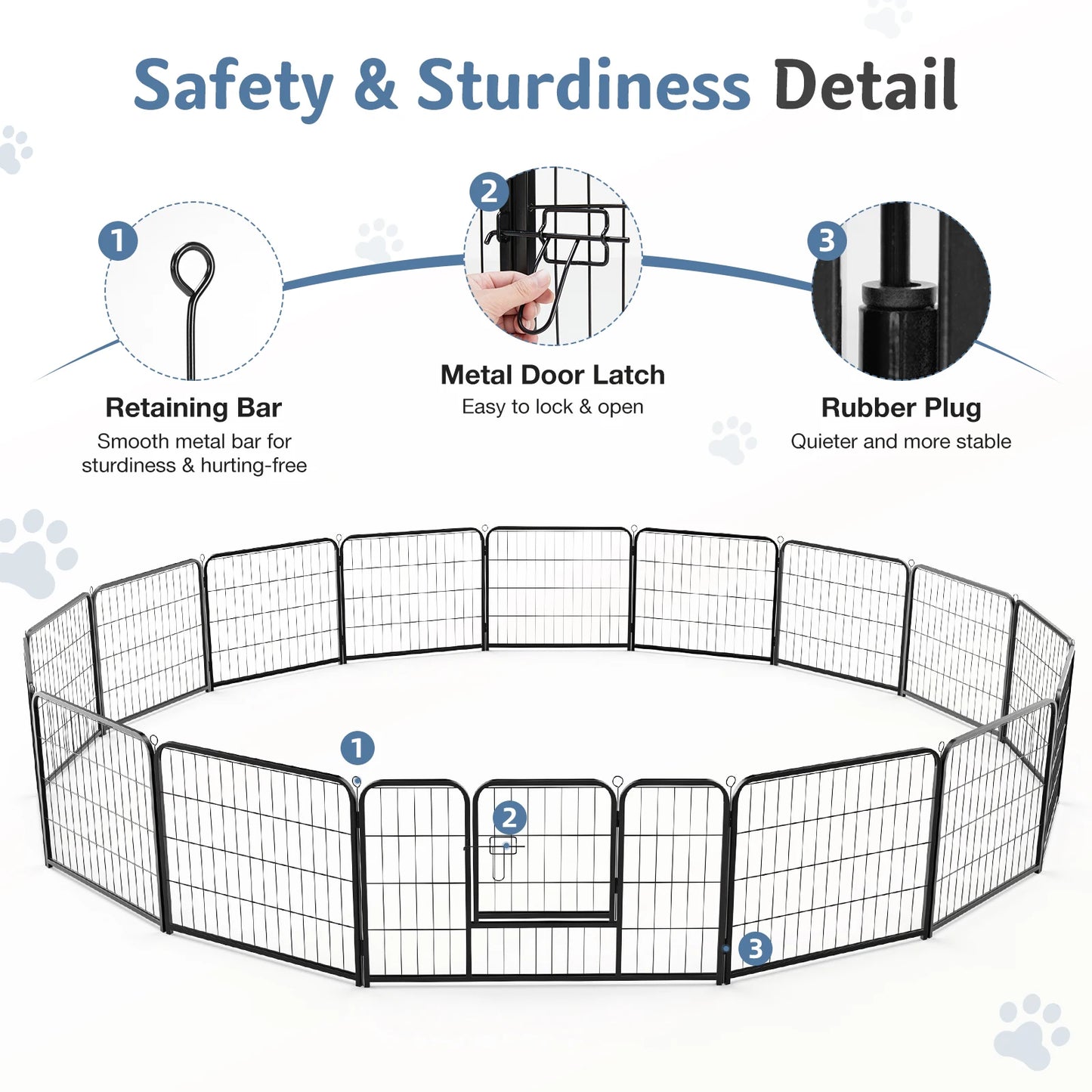 16 Panels Dog Playpen