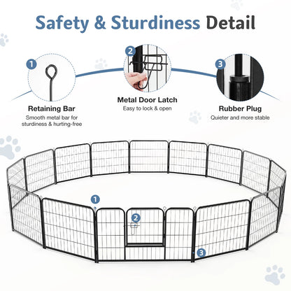 16 Panels Dog Playpen