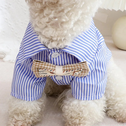 Pet Clothes Bowknot Striped Shirts