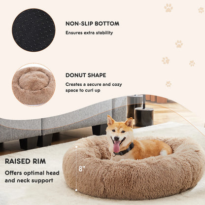 Anti-Slip Round Fluffy Plush Faux Fur Pet Bed