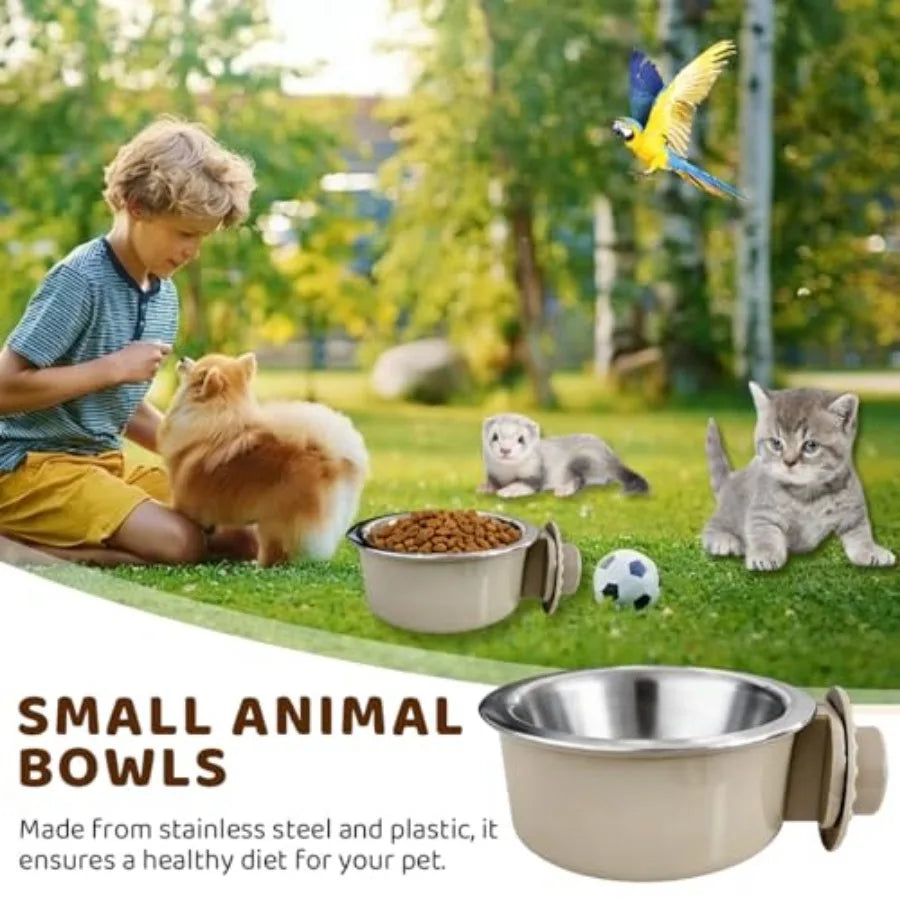 2Pcs Pets Lightweight Stainless Steel Bowl