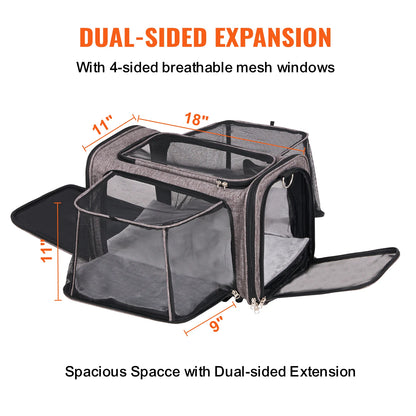 Pet Carrier Backpack with Telescopic Handle Wheels and Shoulder Strap for Travel Trip