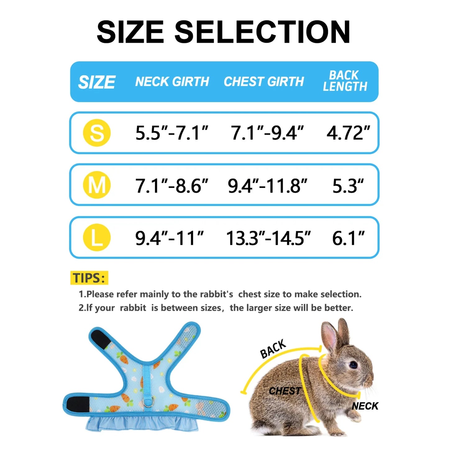 Rabbit Harness with Leash Cute Adjustable Buckle