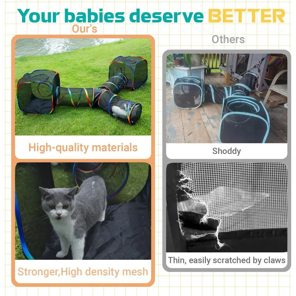 Portable Rainbow Cat Playground Tent
