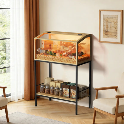 80x39x116cm Wooden Cage Built-in LED Light with Storage Shelf