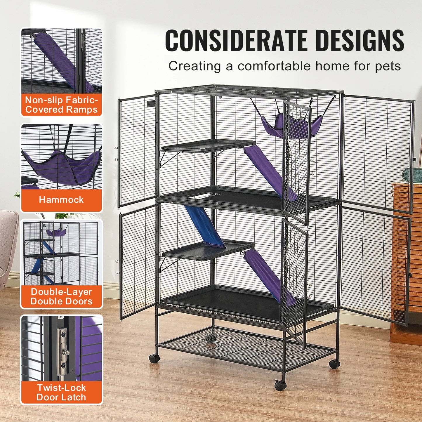 64.6" 4-Tier Small Animal Cage