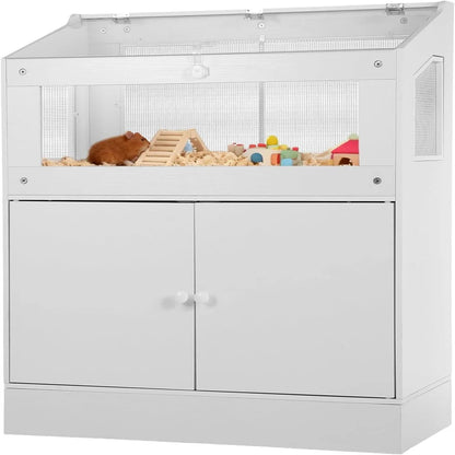 Hamster Cage with Storage Cabinet, Guinea Pig Cage for Small Animals,Large Hamster Cage with Easy View Acrylic Panels,for Rat