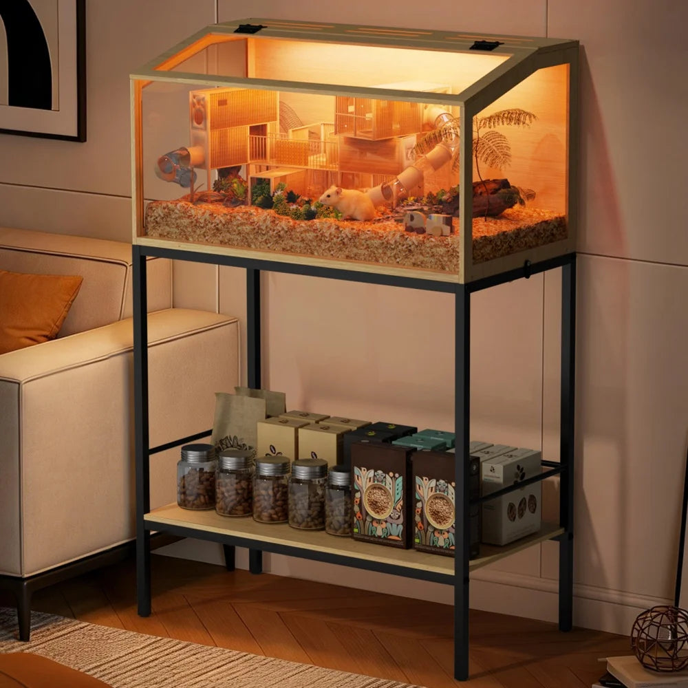 Large Elevated Wooden Hamster Cage with Storage Shelf