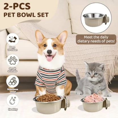 2Pcs Pets Lightweight Stainless Steel Bowl