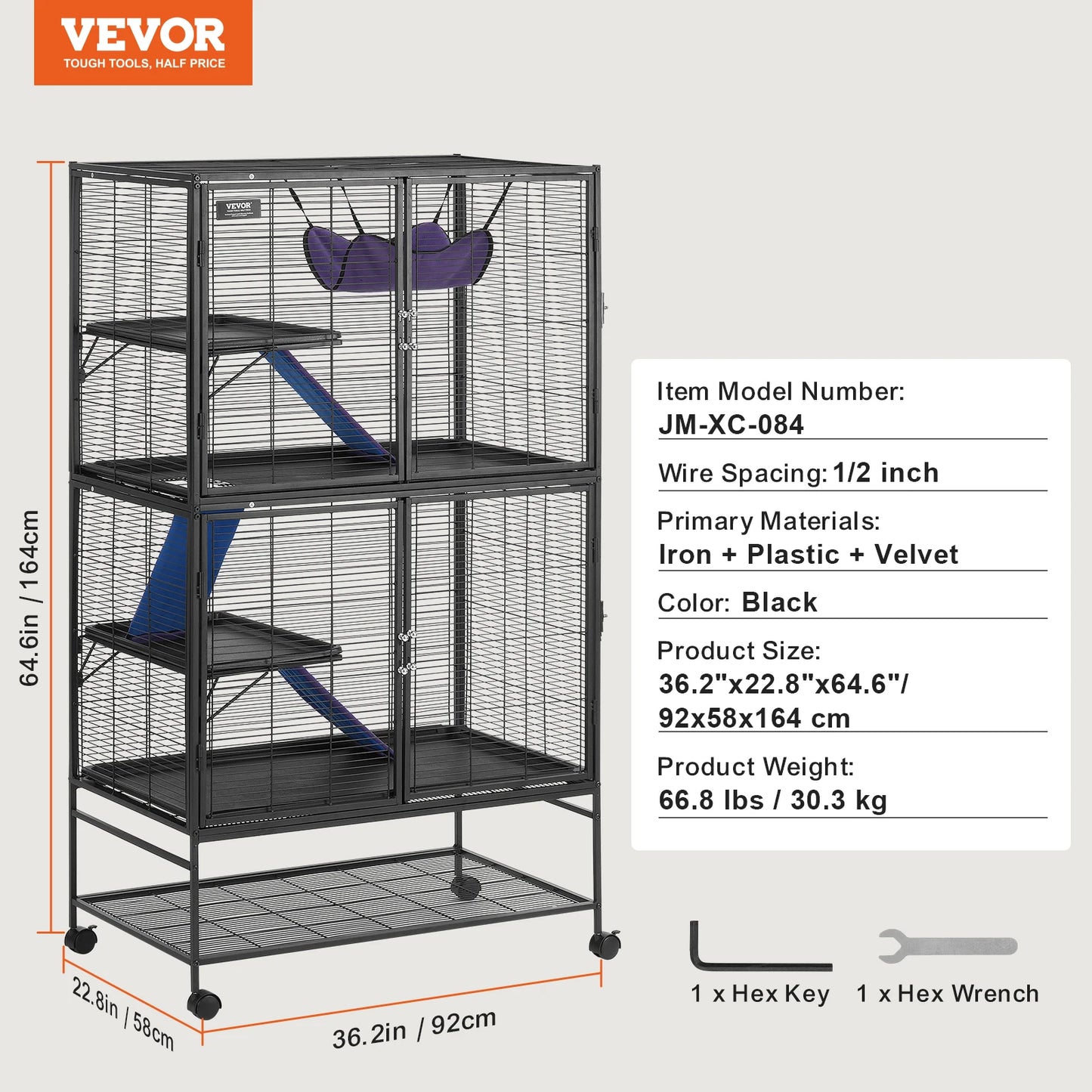 64.6" 4-Tier Small Animal Cage