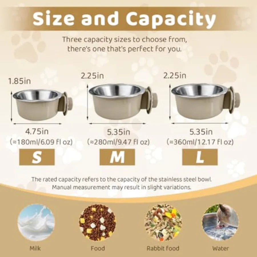 2Pcs Pets Lightweight Stainless Steel Bowl