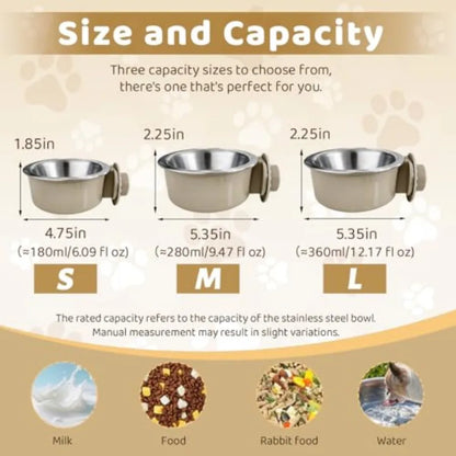 2Pcs Pets Lightweight Stainless Steel Bowl