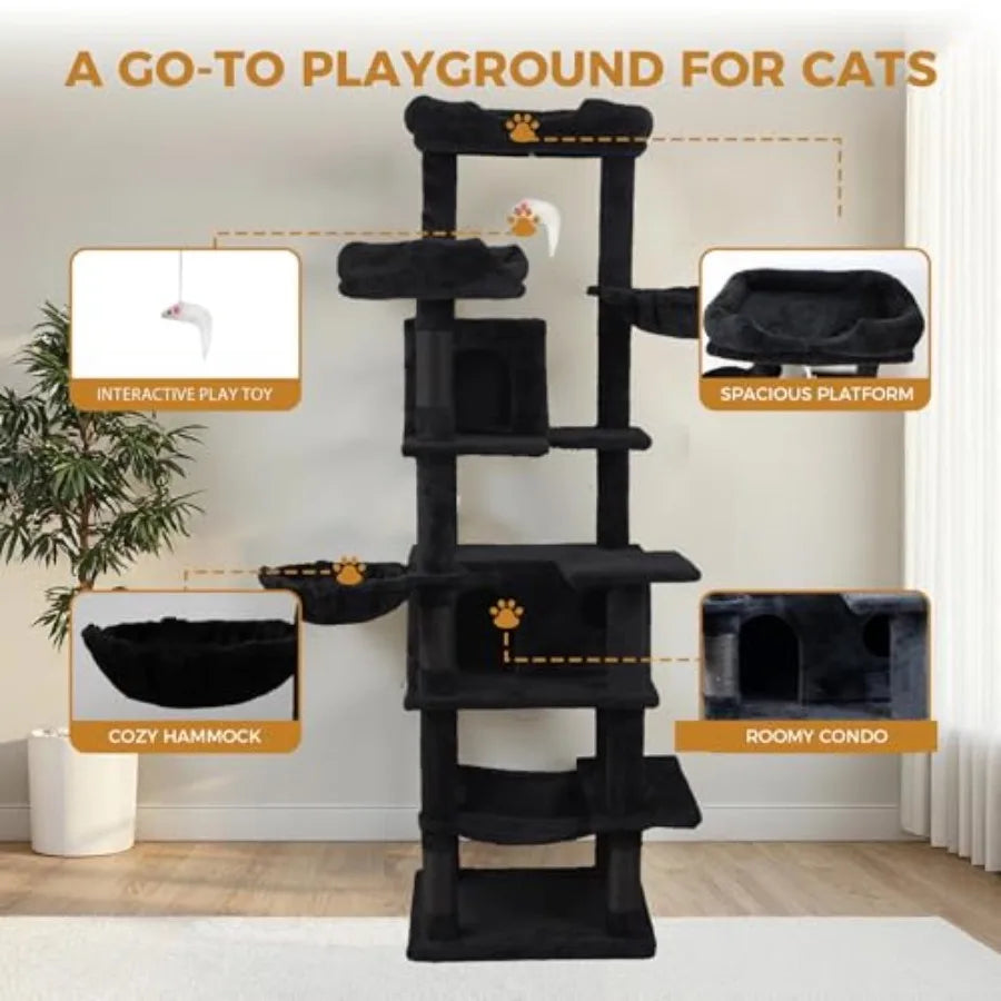 Tall Cat Tower with Scratching Post Condo