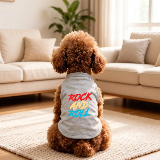 1pc “ROCK AND ROLL” Printed Pet Shirt
