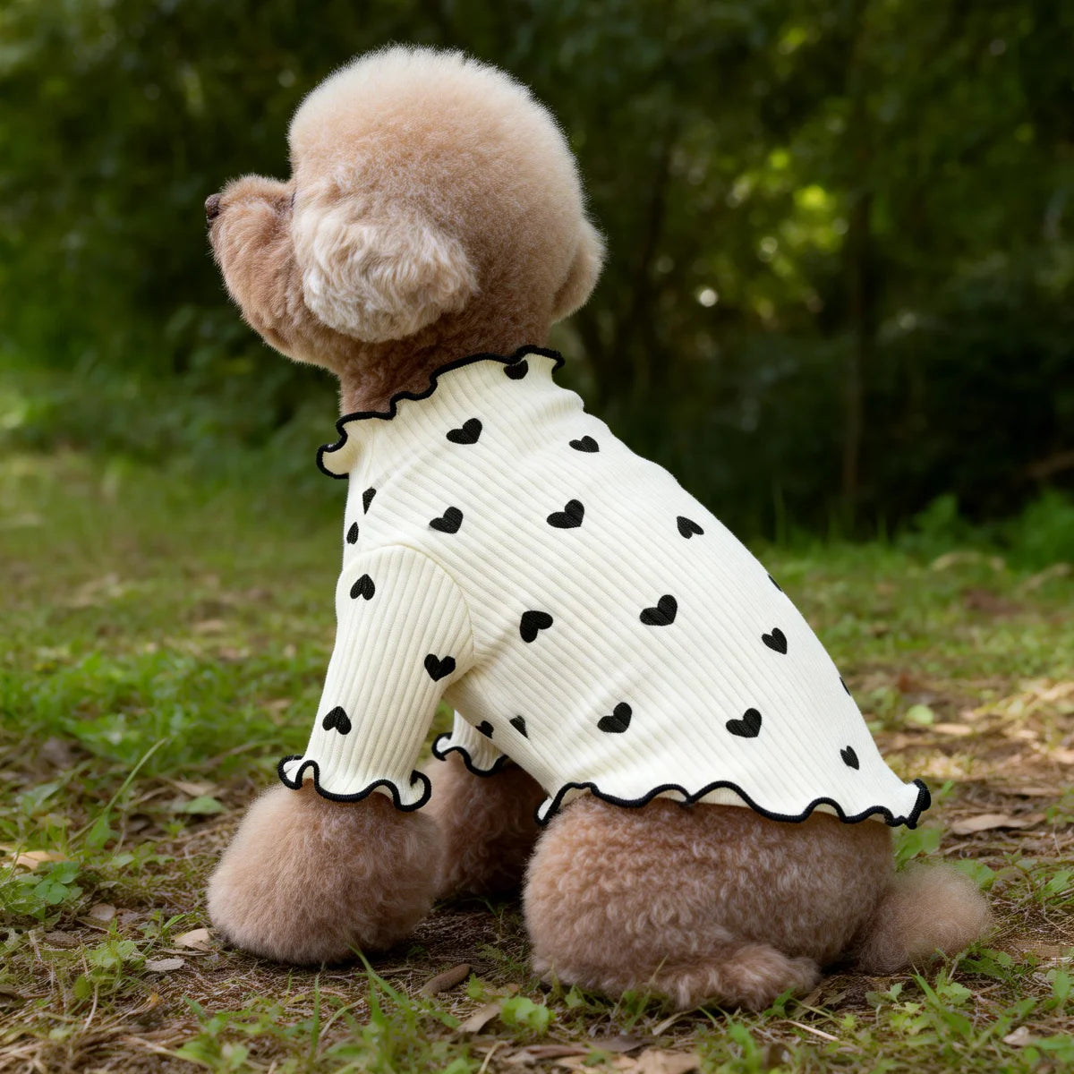 Pet T-shirt With Stretch Ribbed Heart Pattern