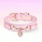 Bougie Leather Dog Collar With Heart-Shaped Crystal Pendant,  For Small Dogs, Cats