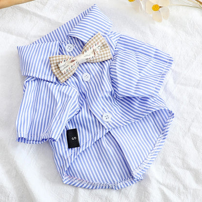 Pet Clothes Bowknot Striped Shirts
