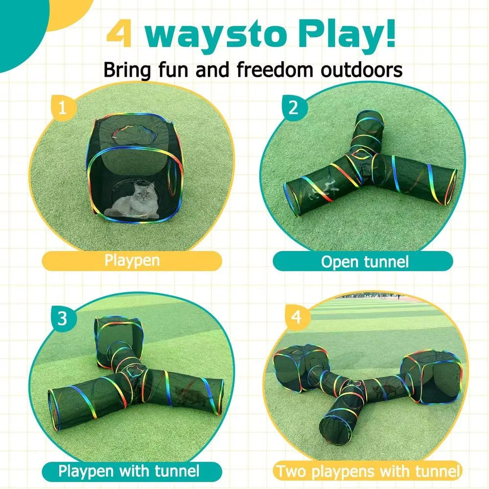 Portable Rainbow Cat Playground Tent