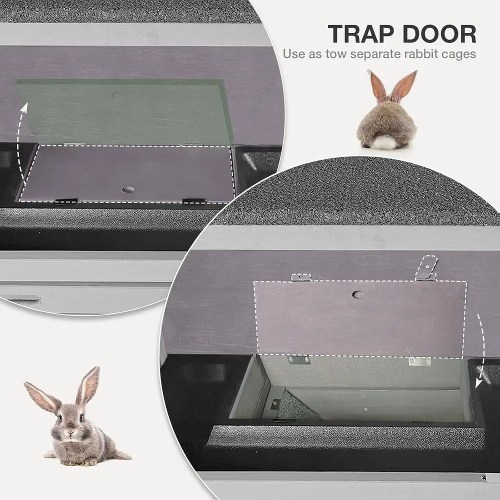 Indoor Rabbit Hutch with 4 Wheels, 2 Shelves & 2 Tray