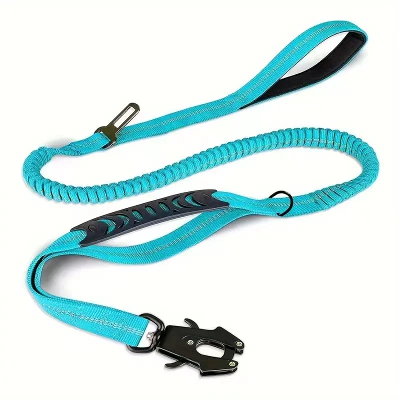 Reflective Shock Absorbing Pet Leash with Car Seatbelt