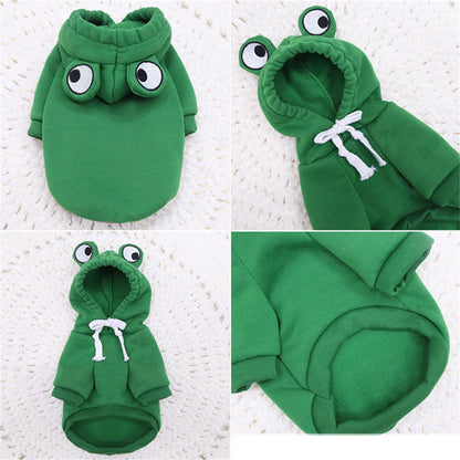 New Dog Hoodie Clothes Frog Shape Warm Fleece