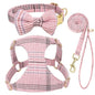 Extra Small Dog Harness Collar and Leash Set with Bowtie