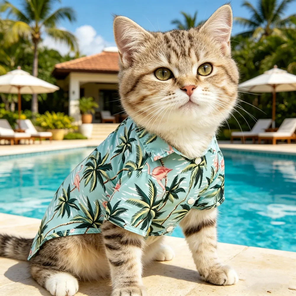 1pc Pet Hawaiian Short Sleeve Shirt