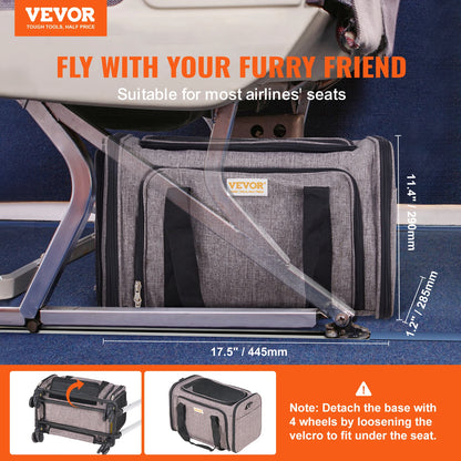 Pet Carrier Backpack with Telescopic Handle Wheels and Shoulder Strap for Travel Trip