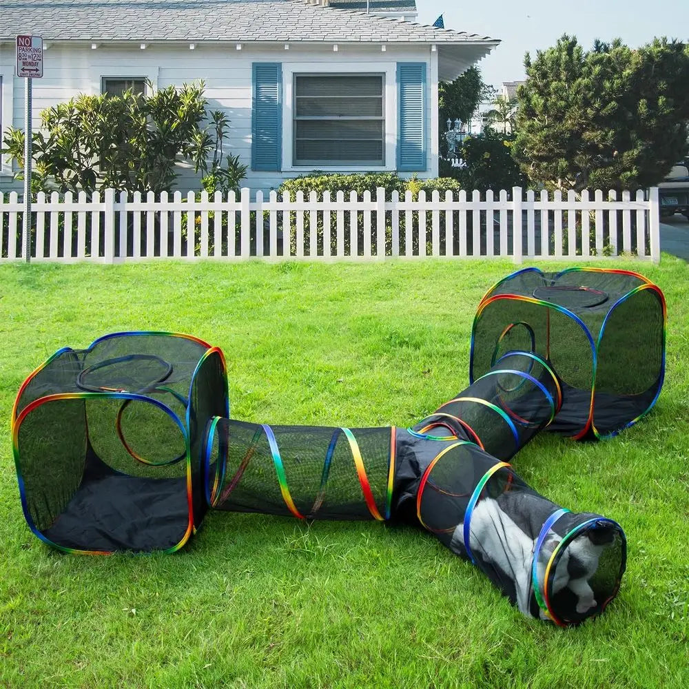 Portable Rainbow Cat Playground Tent