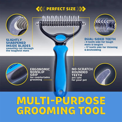 Deshedding Two Sided Hair Removal Brush for Dogs Cats