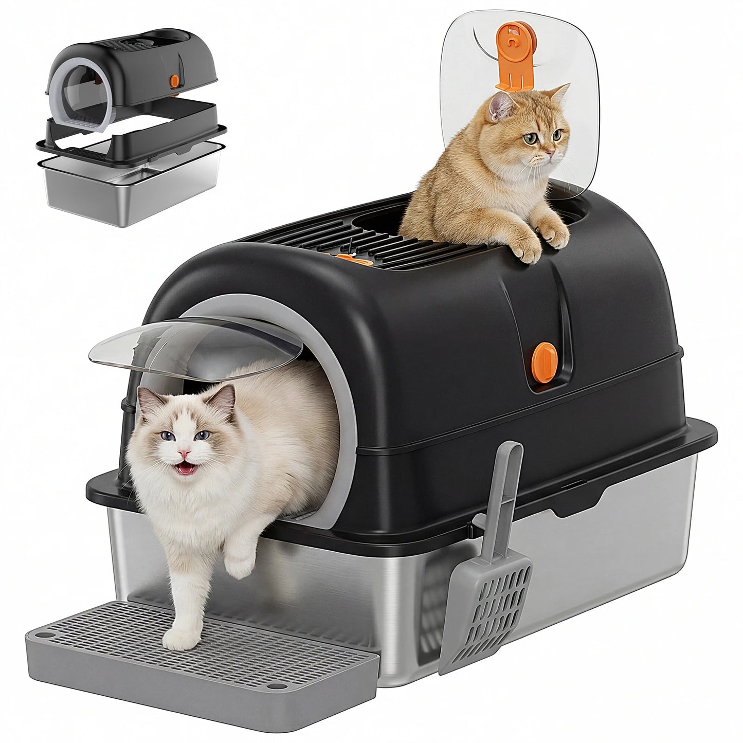 24IN Stainless Steel Cat Litter Box