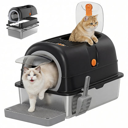 24IN Stainless Steel Cat Litter Box