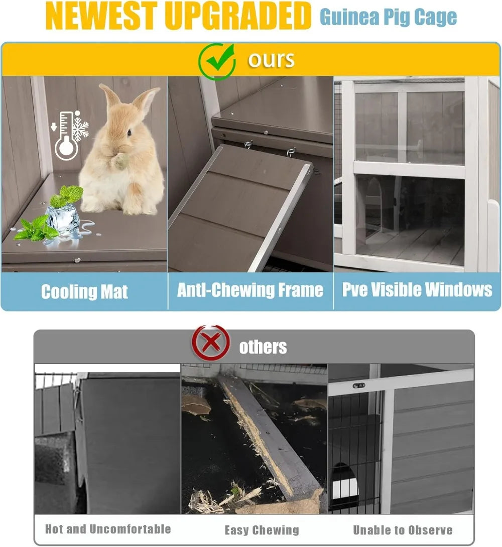 2-Story with Stand, Leak-Proof Tray, Ramp & Hideout for Small Pets