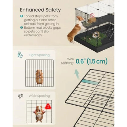 2-Tier Small Animal Playpen with Waterproof Mat, Top and Side Door,,36.6 x 24.8 x 24.2 Inch