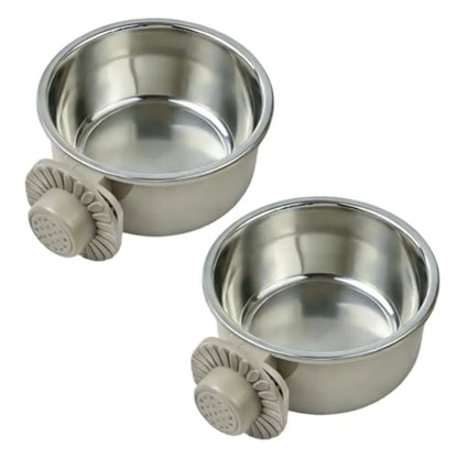 2Pcs Pets Lightweight Stainless Steel Bowl