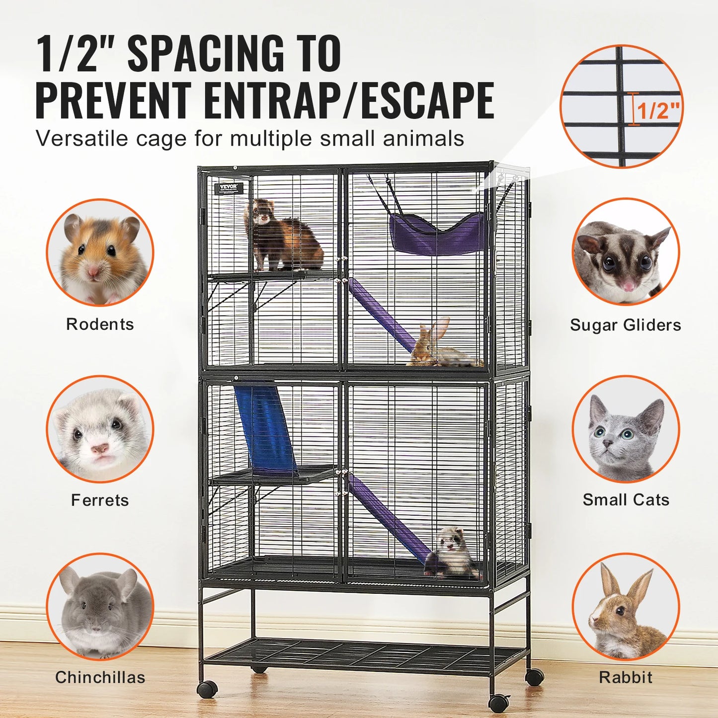 64.6" 4-Tier Small Animal Cage