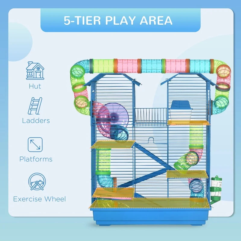 18.5" 5-Tier Hamster Cage with Tubes