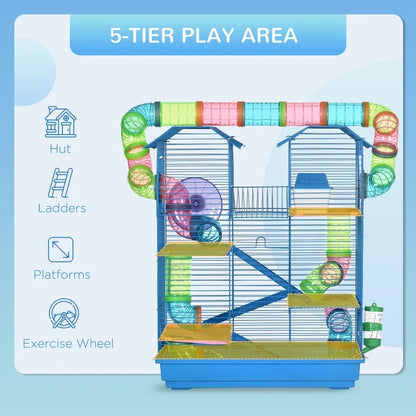18.5" 5-Tier Hamster Cage with Tubes